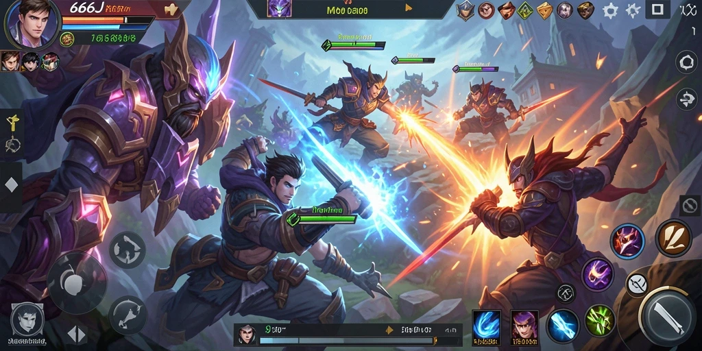Tangkapan layar gameplay 666J dengan aksi seru di arena.