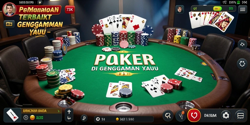 Tampilan gameplay Poker di 73K yang seru dan menegangkan.