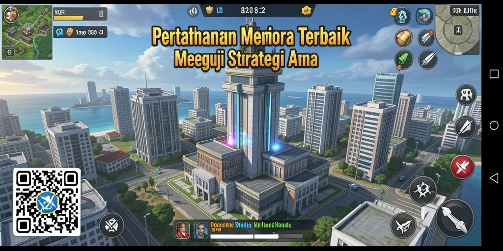 Gambar menampilkan aksi seru di 8QR Tower Defense.