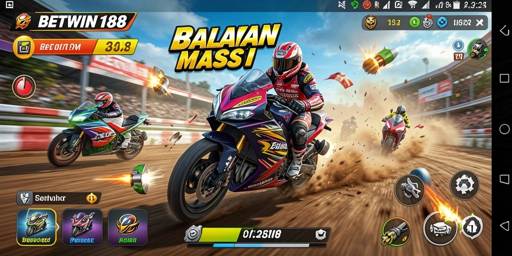 Gameplay seru dalam balapan motor yang mendebarkan.