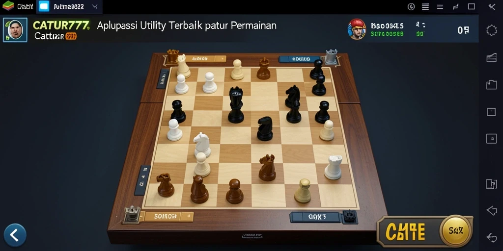 Tangkapan layar utama menunjukkan gameplay catur yang menarik dan interaktif.