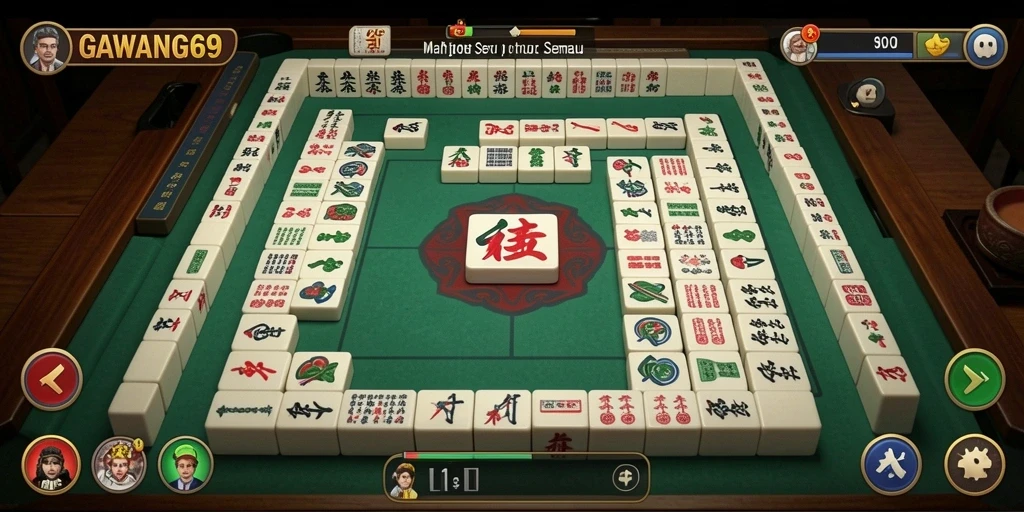 Screenshot gameplay GAWANG69 menampilkan suasana permainan Mahjong yang menarik.