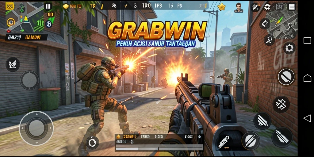 Tangkapan layar menampilkan pertarungan intens dalam GRABWIN.