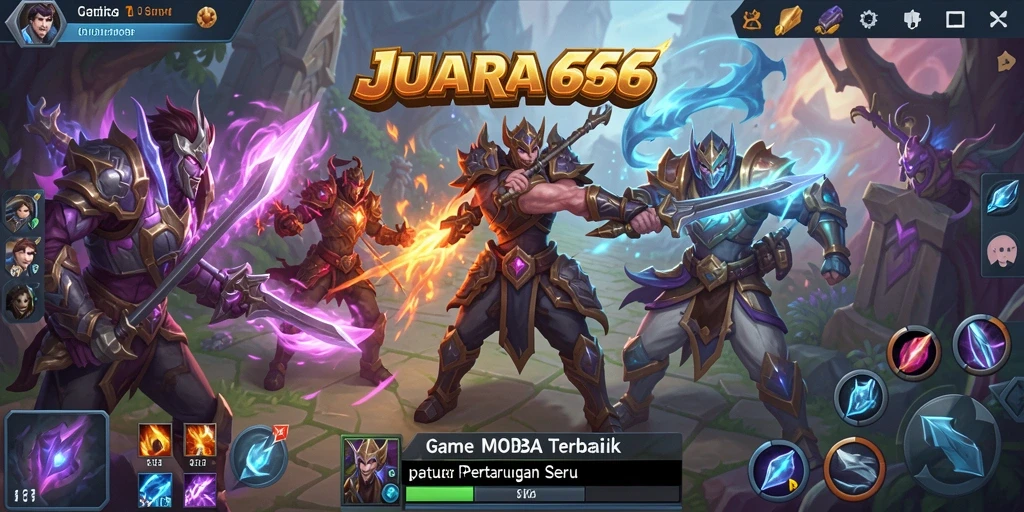 Tangkapan layar gameplay JUARA666 menampilkan aksi seru di arena MOBA.