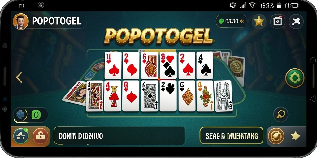 Screenshot dari permainan <strong>POPOTOGEL</strong> menampilkan suasana kompetisi Domino yang menegangkan.